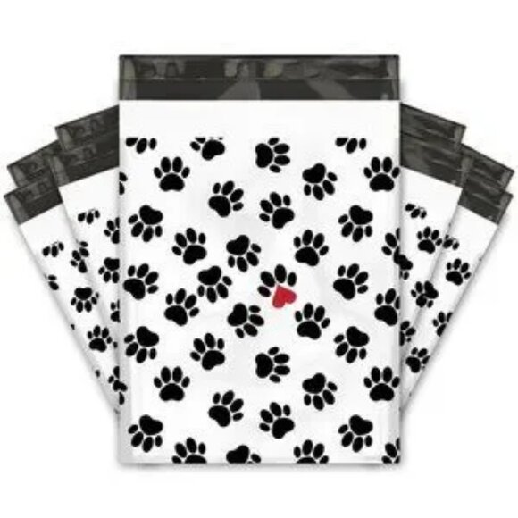 30 Poly Mailers/shipping Bags/ 30 Thank you Stickers - Paws & plain white - Picture 1 of 4